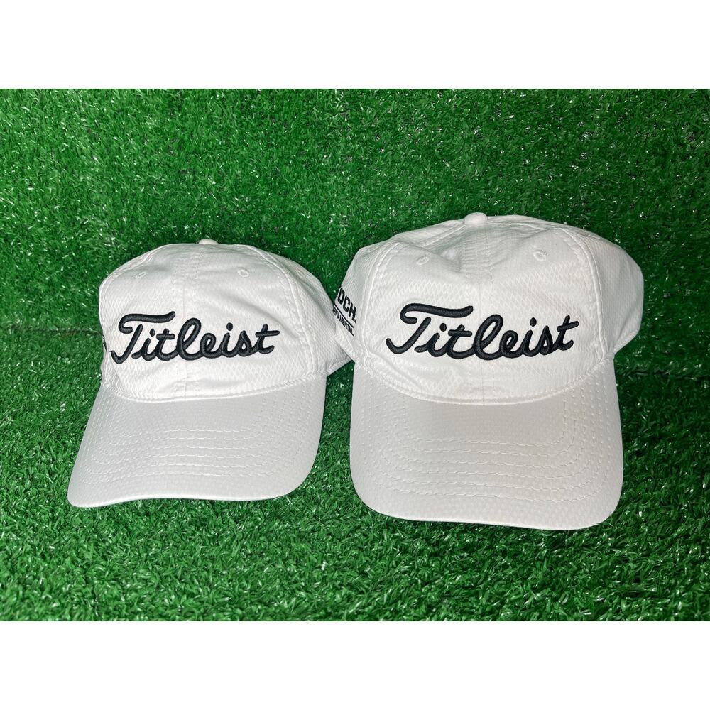 Titleist Hat Cap Strap Back White Black Spell Out Golf Course Club One Size